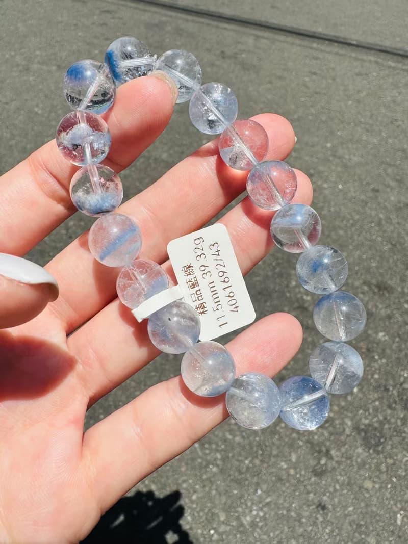 高品玻璃體透藍線石水晶11.5mm39.32g防甲狀腺亢進加強表達能力
