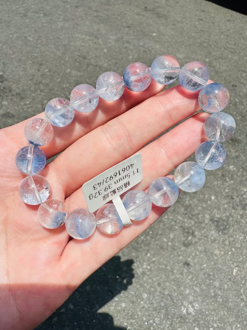 高品玻璃體透藍線石水晶11.5mm39.32g防甲狀腺亢進加強表達能力