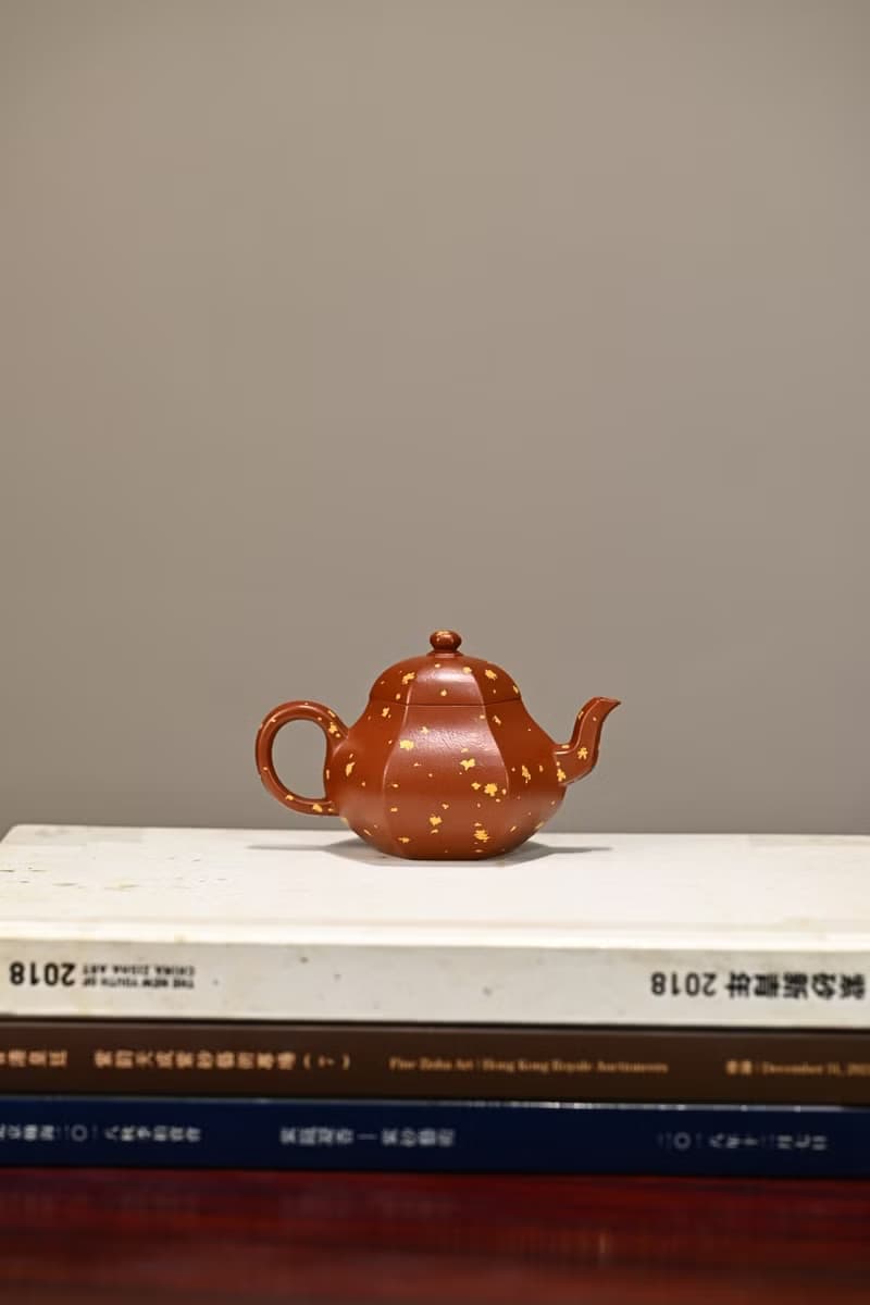 六方梨形 全手工全手工大賽二等獎國工吳濤作品容量120cc朱泥撒金