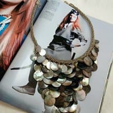 vintage jewelry Chico s  銀色貝殼 時尚項鍊