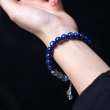 藍晶石拉長石925純銀手鍊