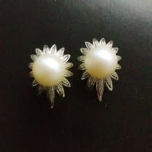Vintage Jewelry 西洋古董飾品  金葉優雅仿珠 夾式耳環