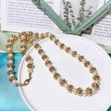 【西洋古董飾品】稀有質感優美珍珠感 菠蘿球華麗項鍊