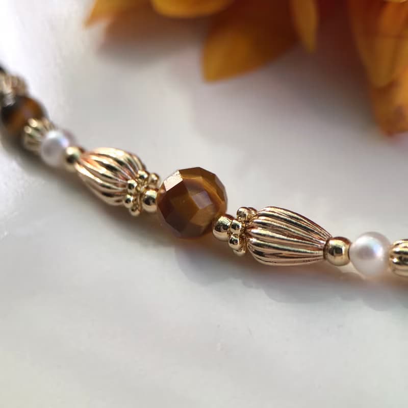 【三月・坦博拉菊】遺落的下午 | 虎眼石手鍊 長度可調 黑碧璽