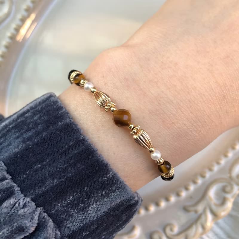 【三月・坦博拉菊】遺落的下午 | 虎眼石手鍊 長度可調 黑碧璽