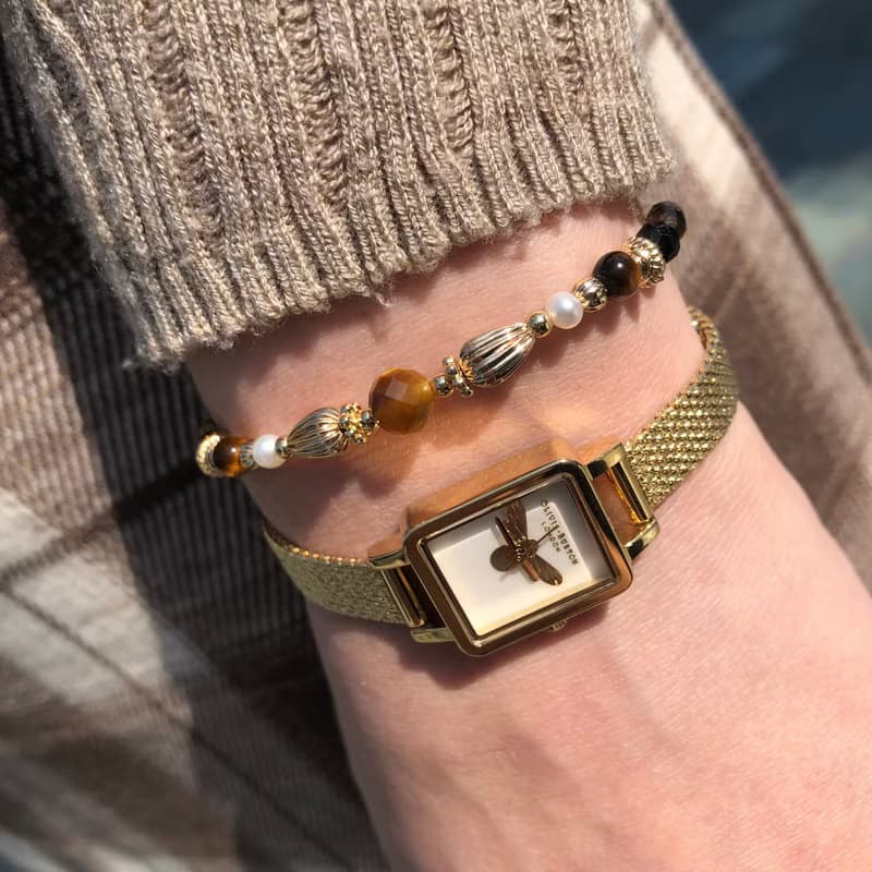 【三月・坦博拉菊】遺落的下午 | 虎眼石手鍊 長度可調 黑碧璽