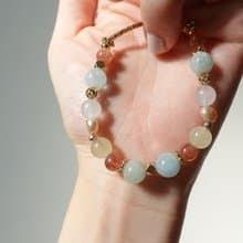 太陽石×摩根石×海藍寶天然水晶設計手鍊【設計款】