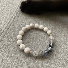 留白 | 白松石 黑髮晶 水晶手串 手鏈