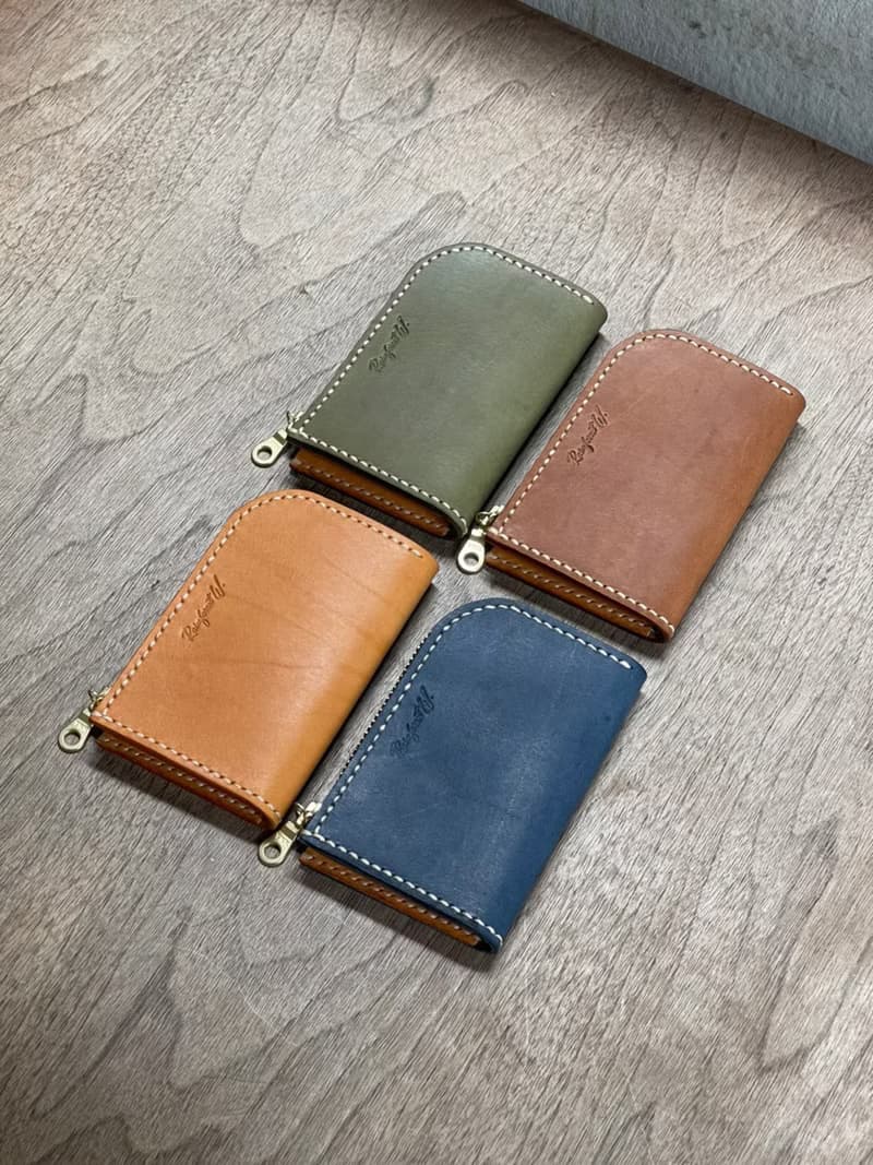【手作革物】手作真皮小D短夾(藍)