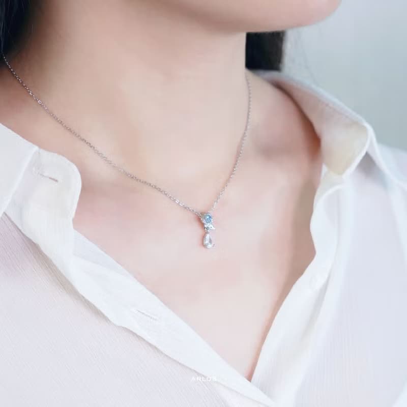 L'amour 永恆玫瑰綻放頸鏈 (白金色)