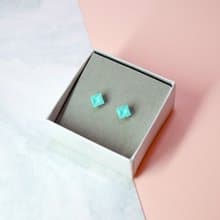 【出清品】絕版可愛小物Tiffany Blue摺紙鑽石形925耳環