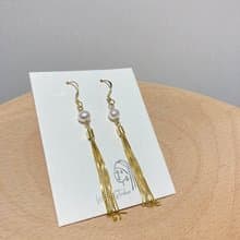 【銀河】天然淡水珍珠 全純銀流蘇 925純銀耳環/耳夾