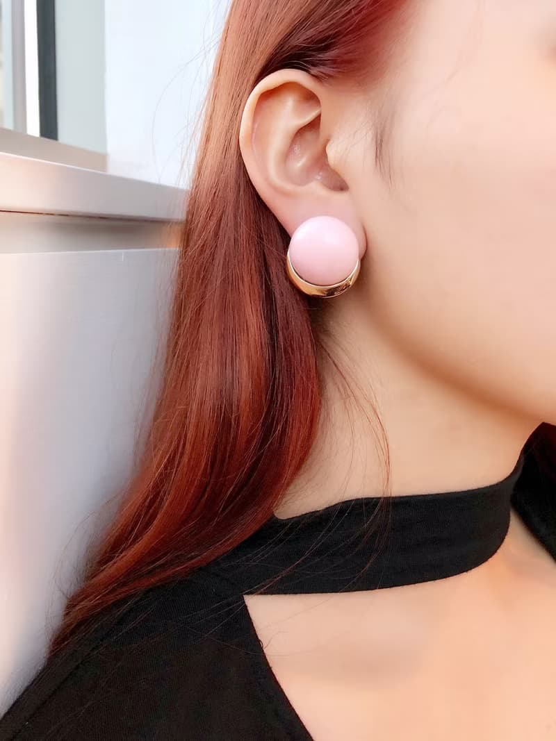 Vintage 60s Bergère ballerina pink button earrings