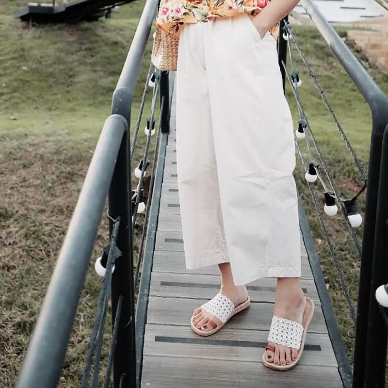 Summer Cross Strap Sandals : White / Yellow