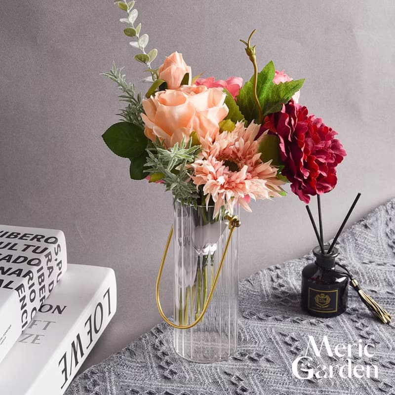 畢業花束 Meric Garden 仿真儷影紅韻牡丹玫瑰菊花束