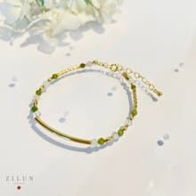 │輕珠寶│抹茶奶昔 • 橄欖綠鋯石 • 14K注金 手鍊 • 可碰水