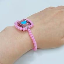 粉紅啡色天藍心心偽手錶手鏈