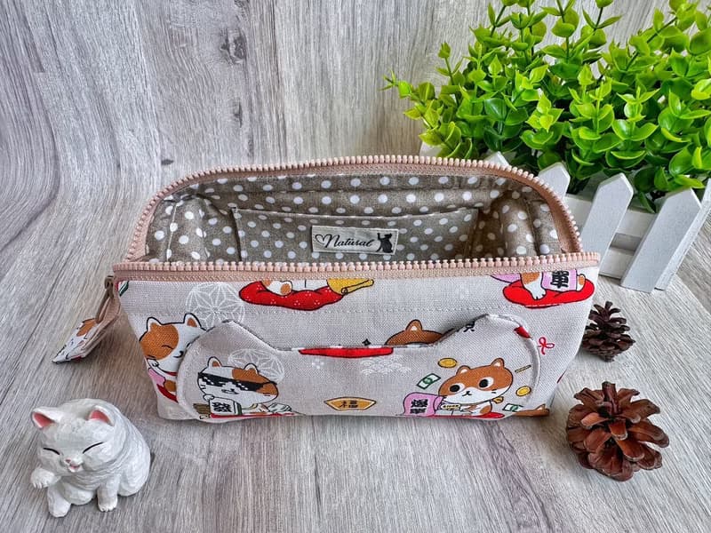 招財貓 日系大容量筆袋 手作布包 化妝收納包 畢業禮物 送朋友