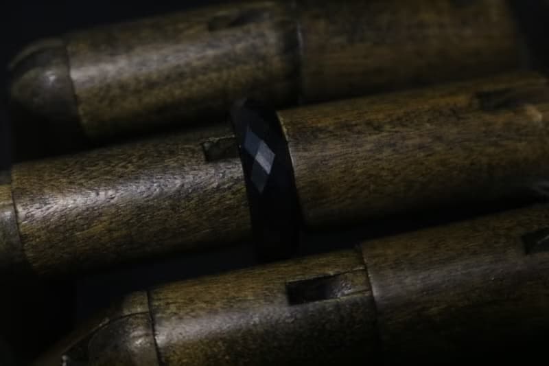 多切割面黑曜石戒指素圈個性禮物水晶戒指禮盒刻字