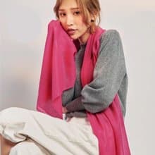 桃紅 | 窄版素面 喀什米爾圍巾
