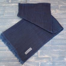 野川青縞藍染圍巾 深色