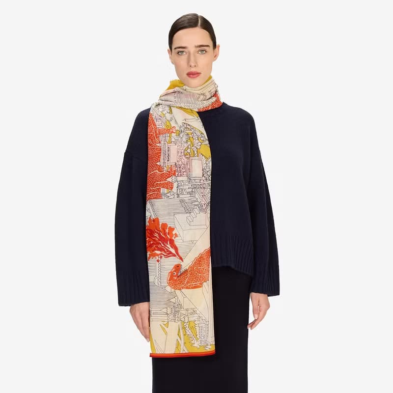 【INOUI EDITIONS】VEGAS 羊毛圍巾80 - 橘黃