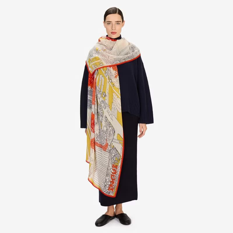 【INOUI EDITIONS】VEGAS 羊毛圍巾80 - 橘黃