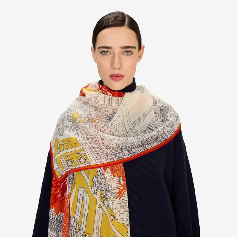 【INOUI EDITIONS】VEGAS 羊毛圍巾80 - 橘黃