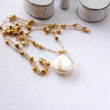 14kgf*gold Pyrite station long necklace + TOP