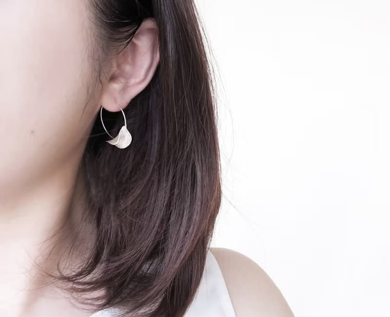 獨家 森林系 925純銀 芯葉 不對稱C型 耳環 耳夾  一對 免費包裝