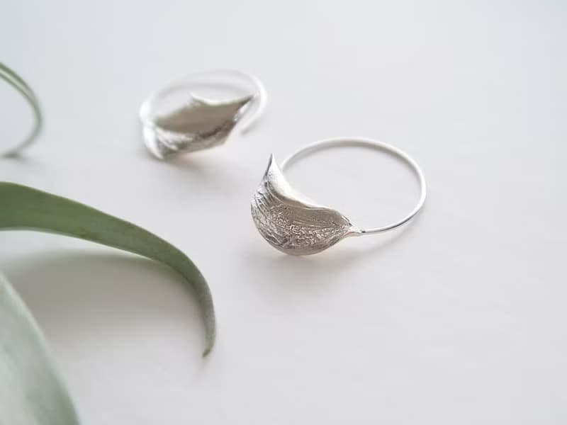 獨家 森林系 925純銀 芯葉 不對稱C型 耳環 耳夾  一對 免費包裝