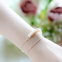 淡水パールの2連ボールチェーンブレスレット 6月誕生石