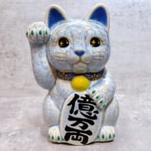 【花霧瑞盈】日本清水燒招財貓 | 花結晶 銀藤 - 億万両 右