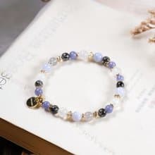 黑髮晶 月光石 藍紋瑪瑙 丹泉石 拉長石 手鍊 天然礦石水晶