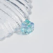 【Special】立方体ガラス(キューブ【ミニ】【舞】)シルバー925チェーンネックレス(アジャスター付属)【受注制作】