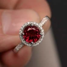 8 mm. Natural ruby ring silver sterling size 7.0 free resize