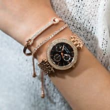 經典閃爍金屬腕錶配閃爍手鏈手鐲套裝