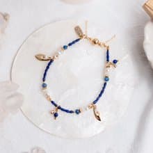 事業 x 青金石 月光石 藍晶石 珍珠【黑種草 • 無盡的思念】手鍊