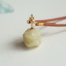 天然和田玉醒獅轉運珠吊墜項鏈 新疆淺糖料 事事如意平安順遂