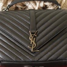 老又好古董珠寶 YSL SAINT LAURENT黑色學院包肩背 側包 斜背