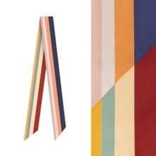 retar 美式復古彩色條紋緞帶式長條絲巾髮帶腰帶桑蠶絲真絲圍巾