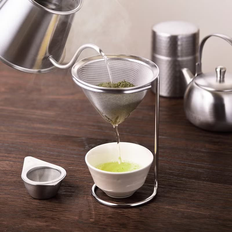 日本下村KOGU 日製18-8不鏽鋼多功能咖啡泡茶濾茶器(附立架)