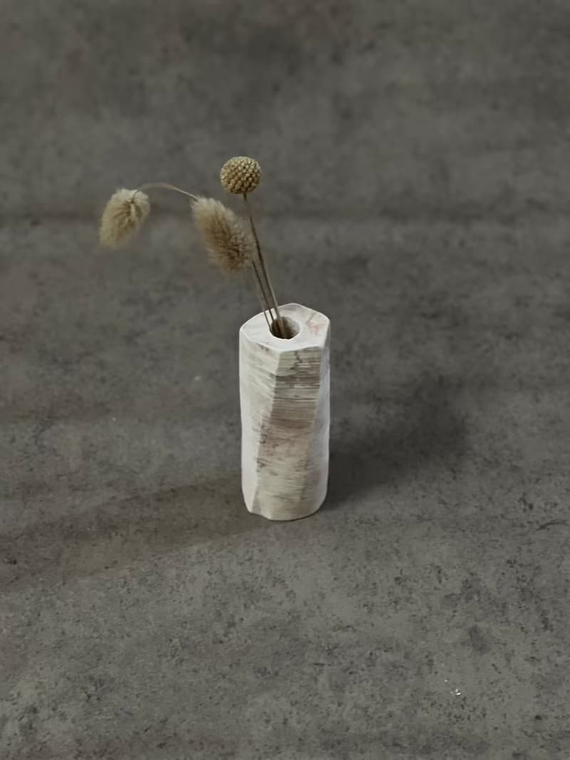 花器/桌上型擺件/不規則淺咖紋理-jesmonite英國爵石/ 交換禮物