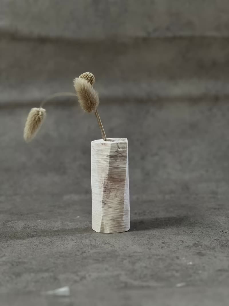 花器/桌上型擺件/不規則淺咖紋理-jesmonite英國爵石/ 交換禮物