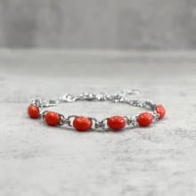 天然珊瑚手鍊 阿卡紅珊瑚 925純銀 調節手鍊 純銀手鍊