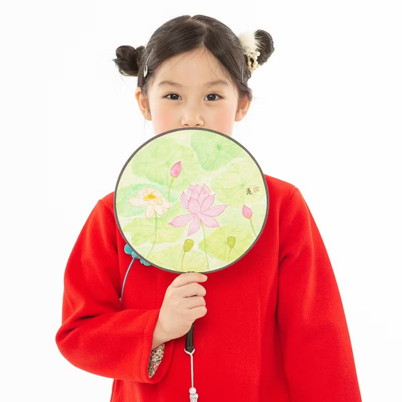 兒童旗袍 古風 典雅長袖素面款 月兔弄蝶