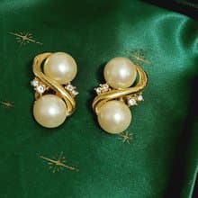 vintage jewelry  Richelieu 珍珠萊茵夾式耳環