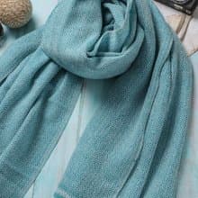 【厚款】喀什米爾羊毛圍巾/披肩  鑽石紋 綠精靈 手工機織