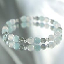 海藍寶-白水晶-拉長石-白玉髓-舒壓-人緣-水晶手鍊