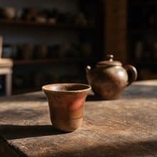 純手捏志野柴燒杯 / 茶杯 / 小平凡手作